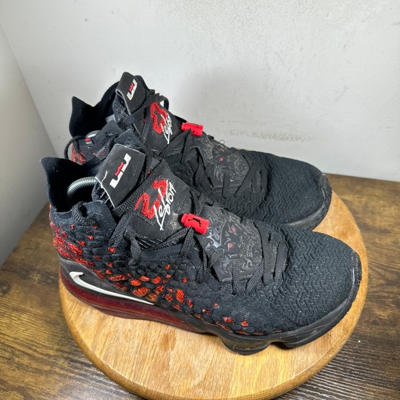 Nike LeBron 17 Infrared Basketball Shoes Black Red Mens Sz 12 BQ3177-006